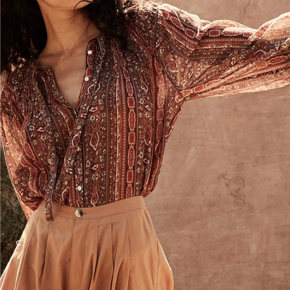 DOEN CAMINA TOP -- EARTH MANDEVILLA VINE FLORAL PRINT